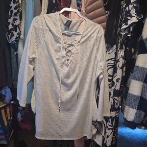 Catalina White Lace-Up Tunic Top